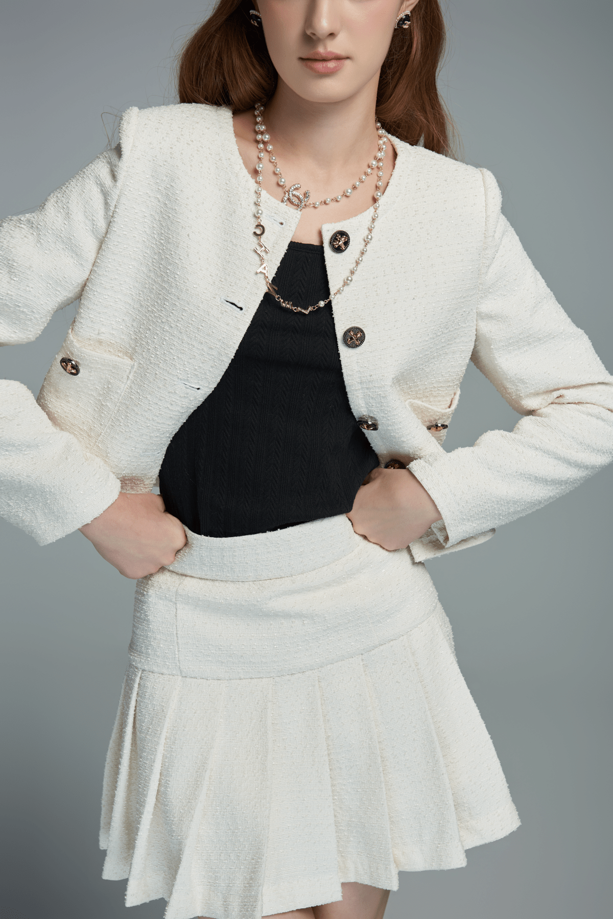 SOFIA TWEED SET IN WHITE