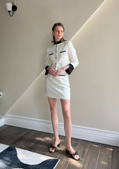 Alexandra Set by Tiffany Studio — cream with black trim, full length