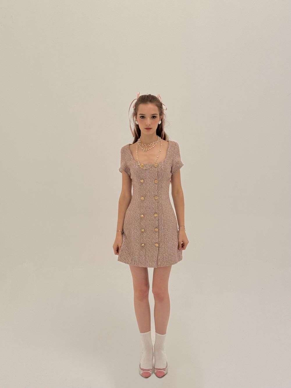TIFFANY TWEED DRESS IN SPECIAL PINK