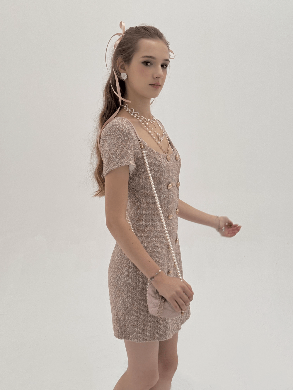 TIFFANY TWEED DRESS IN SPECIAL PINK