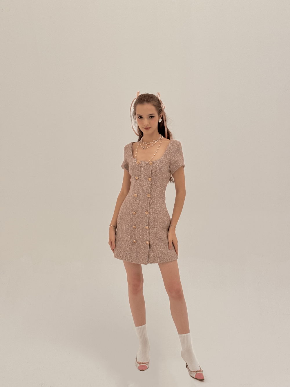 TIFFANY TWEED DRESS IN SPECIAL PINK