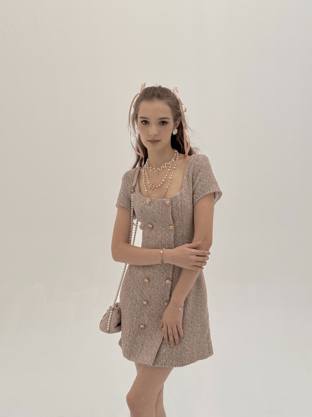 TIFFANY TWEED DRESS IN SPECIAL PINK