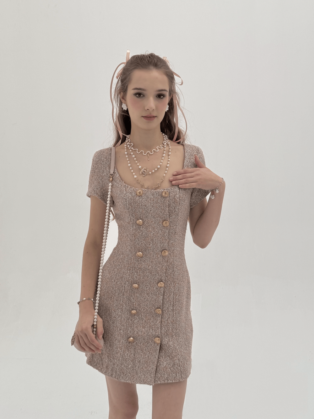TIFFANY TWEED DRESS IN SPECIAL PINK