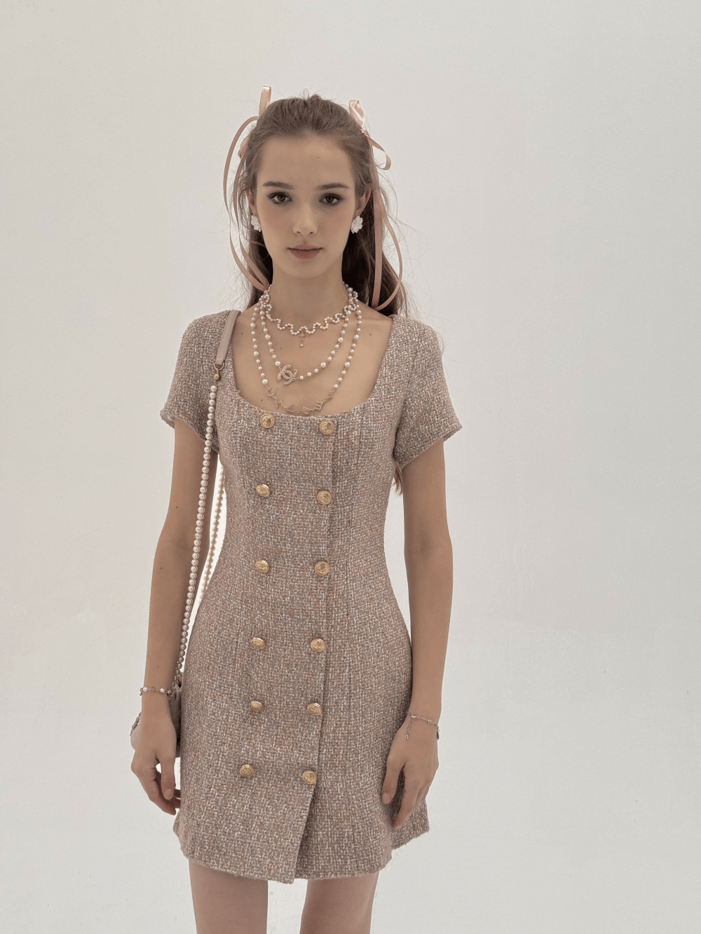 TIFFANY TWEED DRESS IN SPECIAL PINK