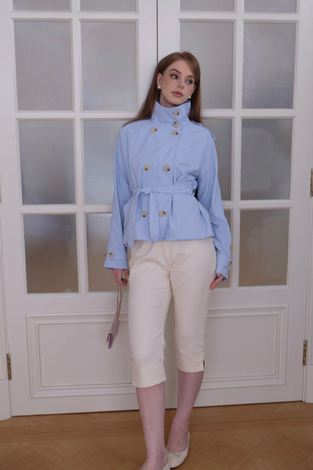 Kiki Trench Coat in Light Blue