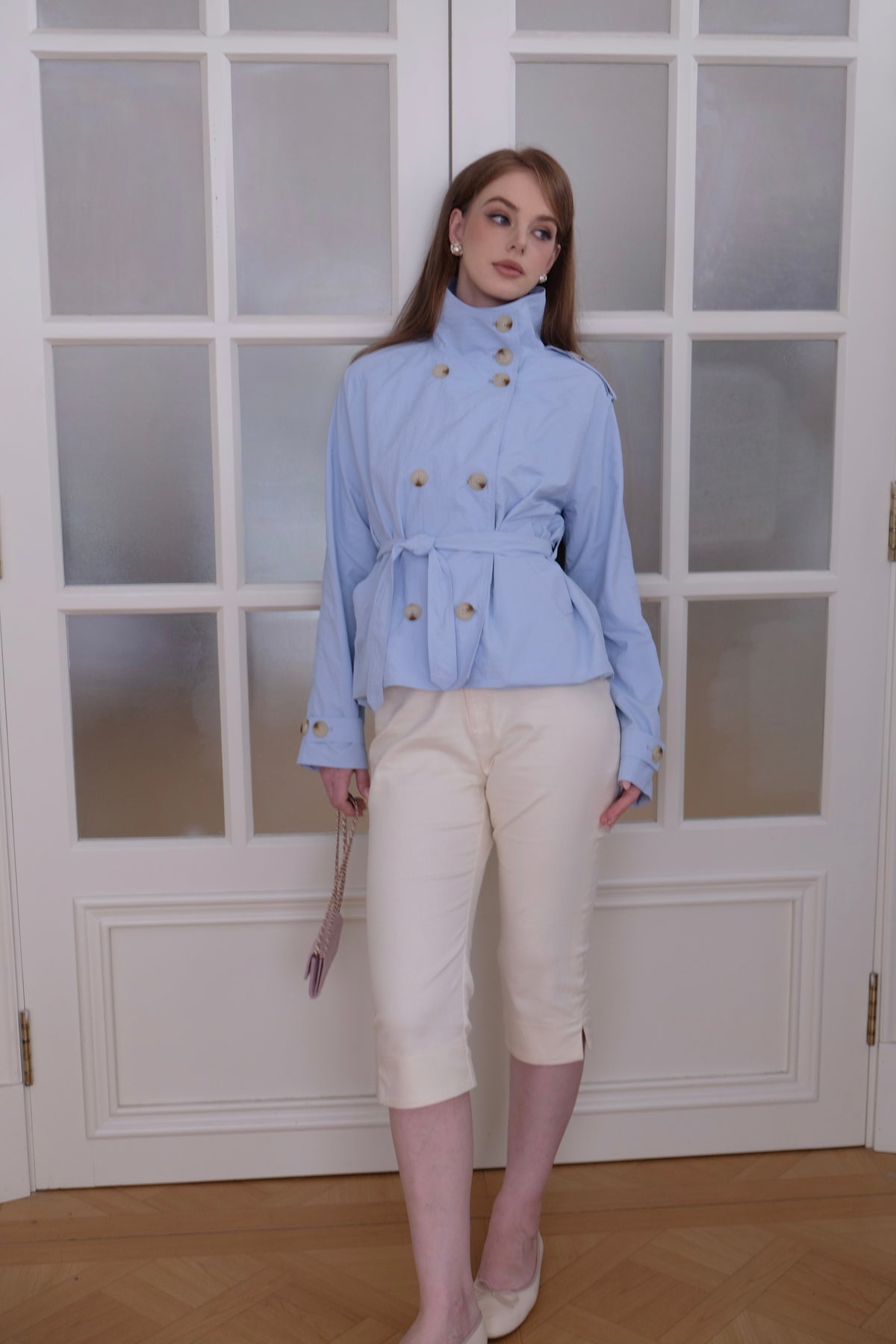 Kiki Trench Coat in Light Blue
