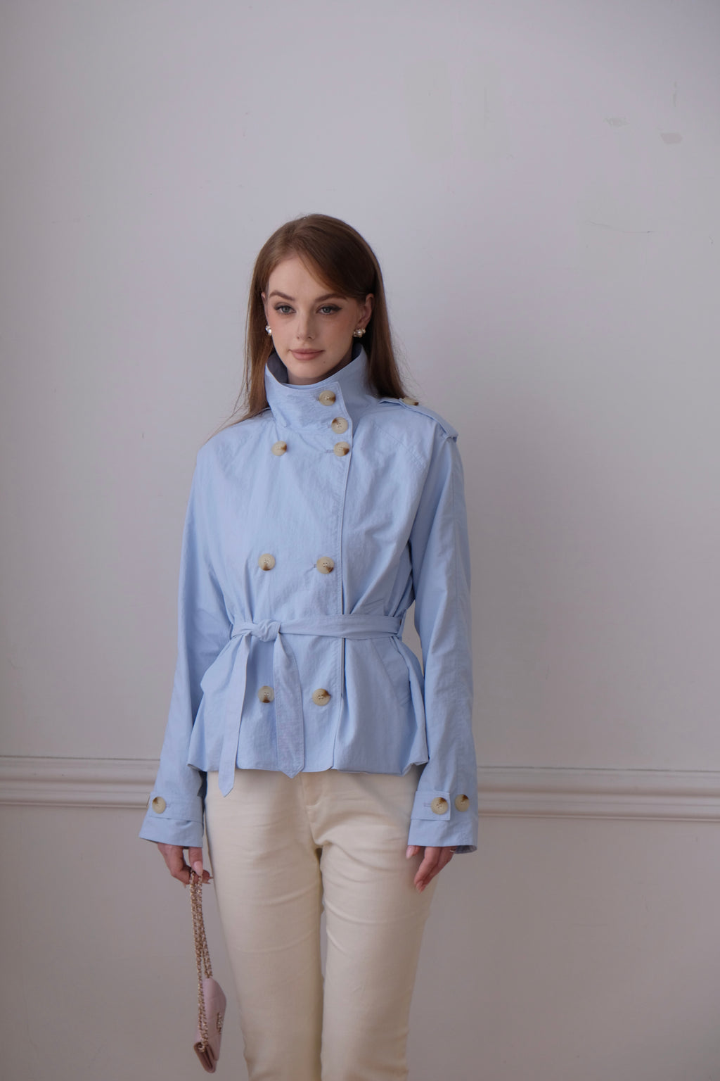 Kiki Trench Coat in Light Blue