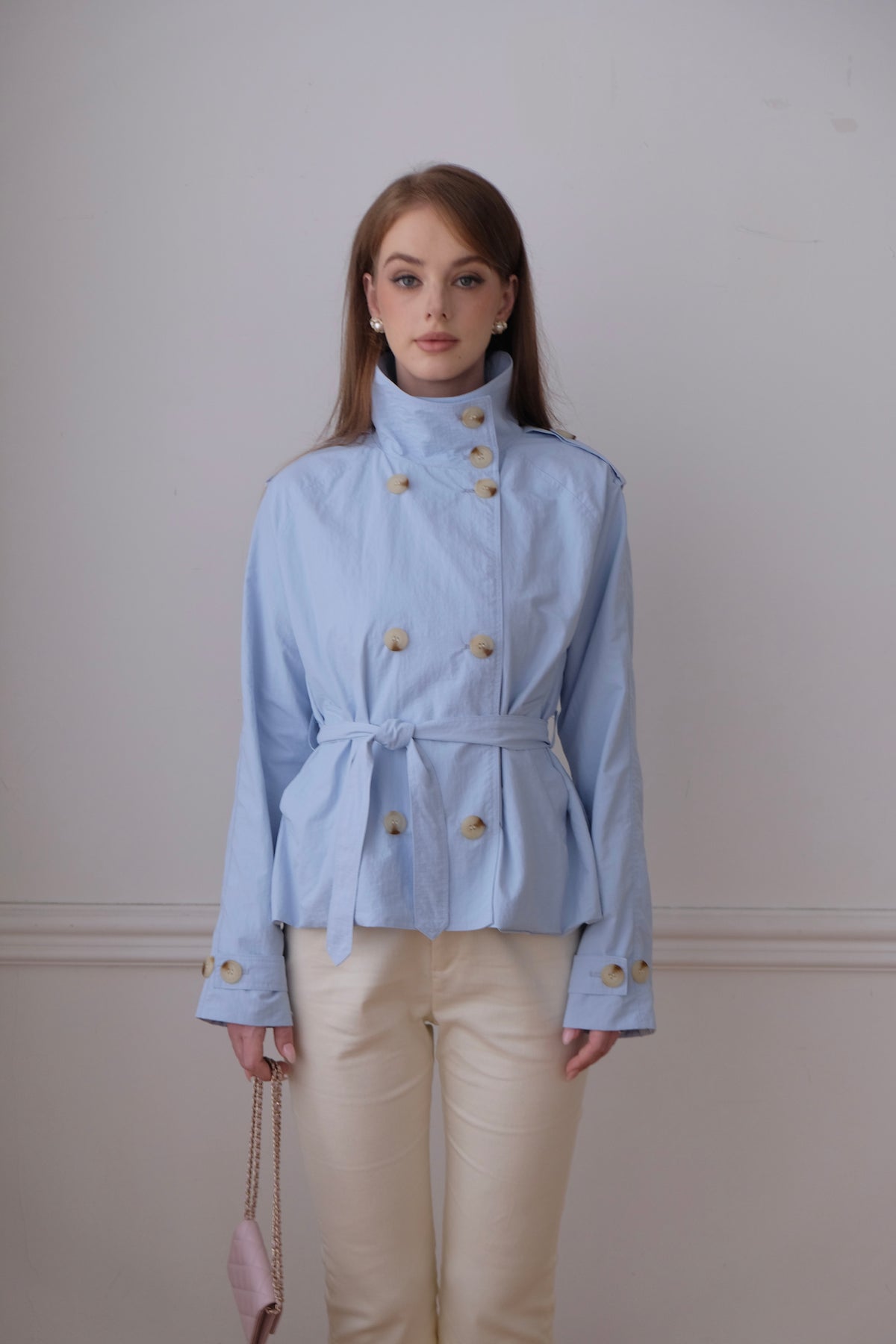 Kiki Trench Coat in Light Blue