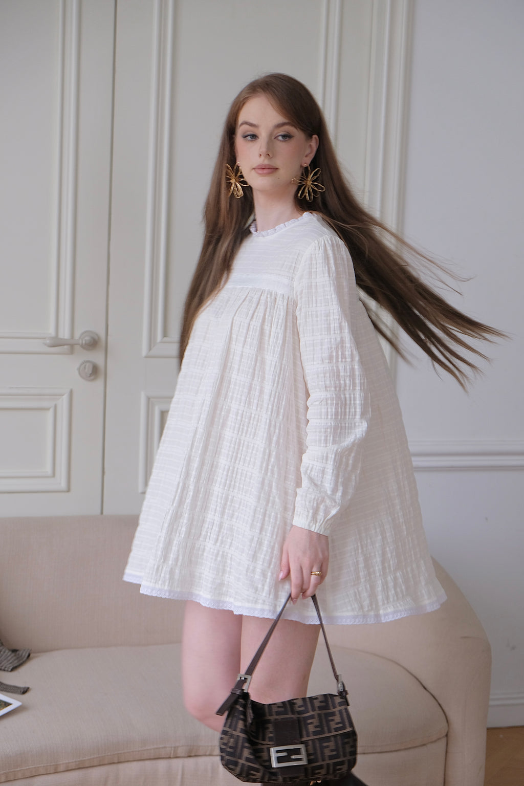 Lilou Babydoll Dress in Ivory