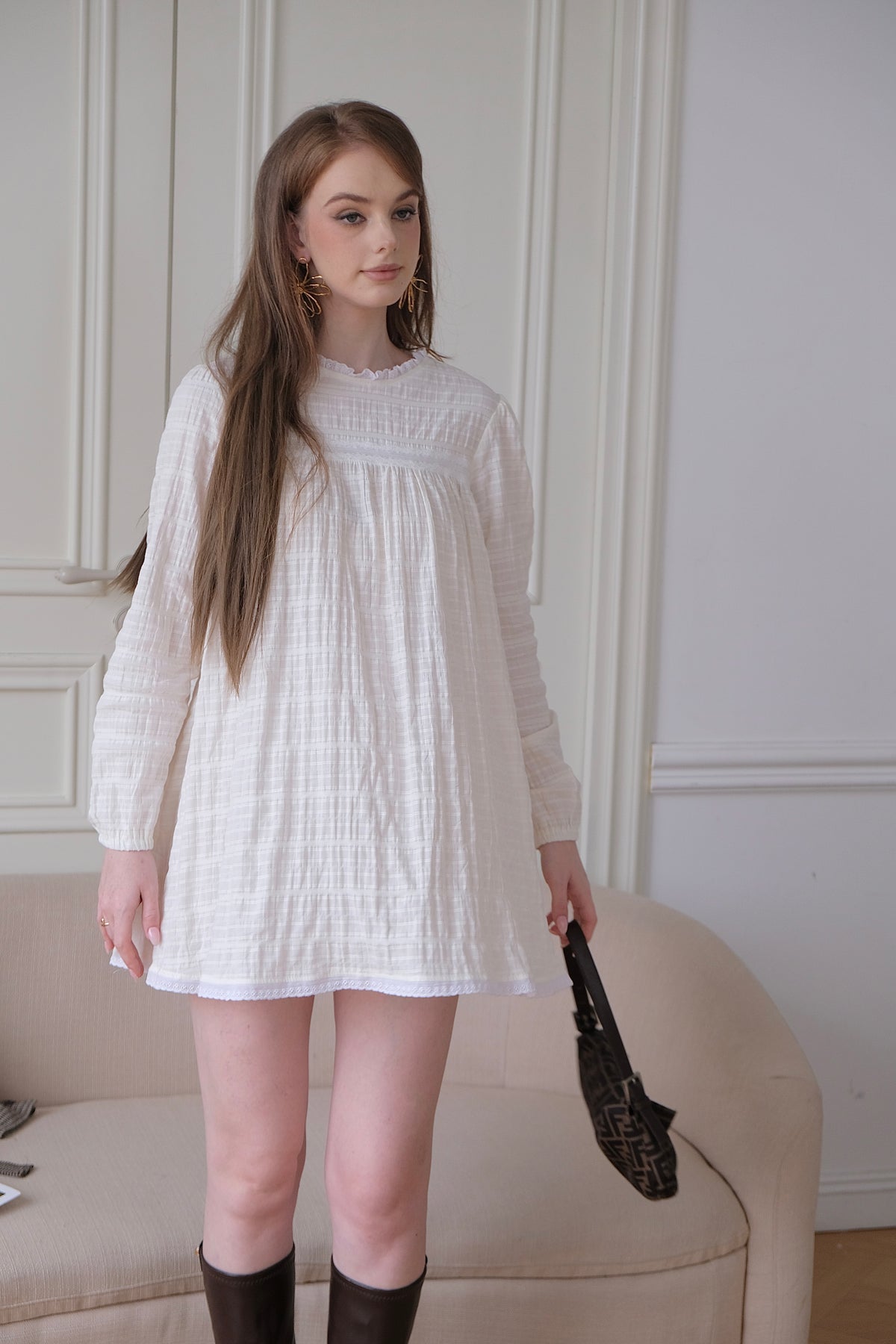 Lilou Babydoll Dress in Ivory