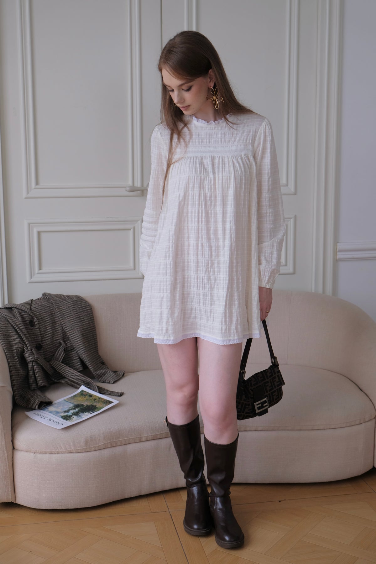 Lilou Babydoll Dress in Ivory