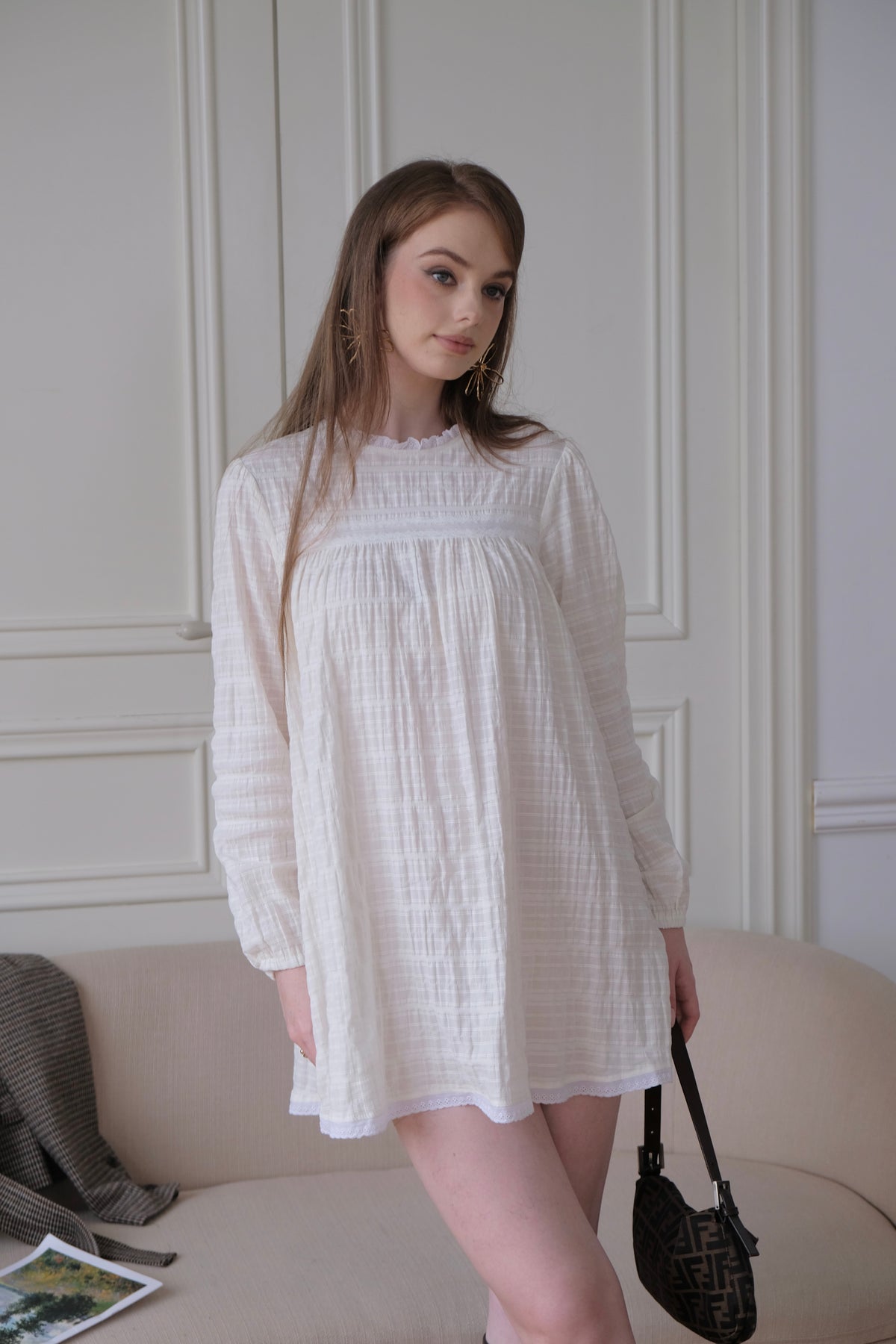 Lilou Babydoll Dress in Ivory