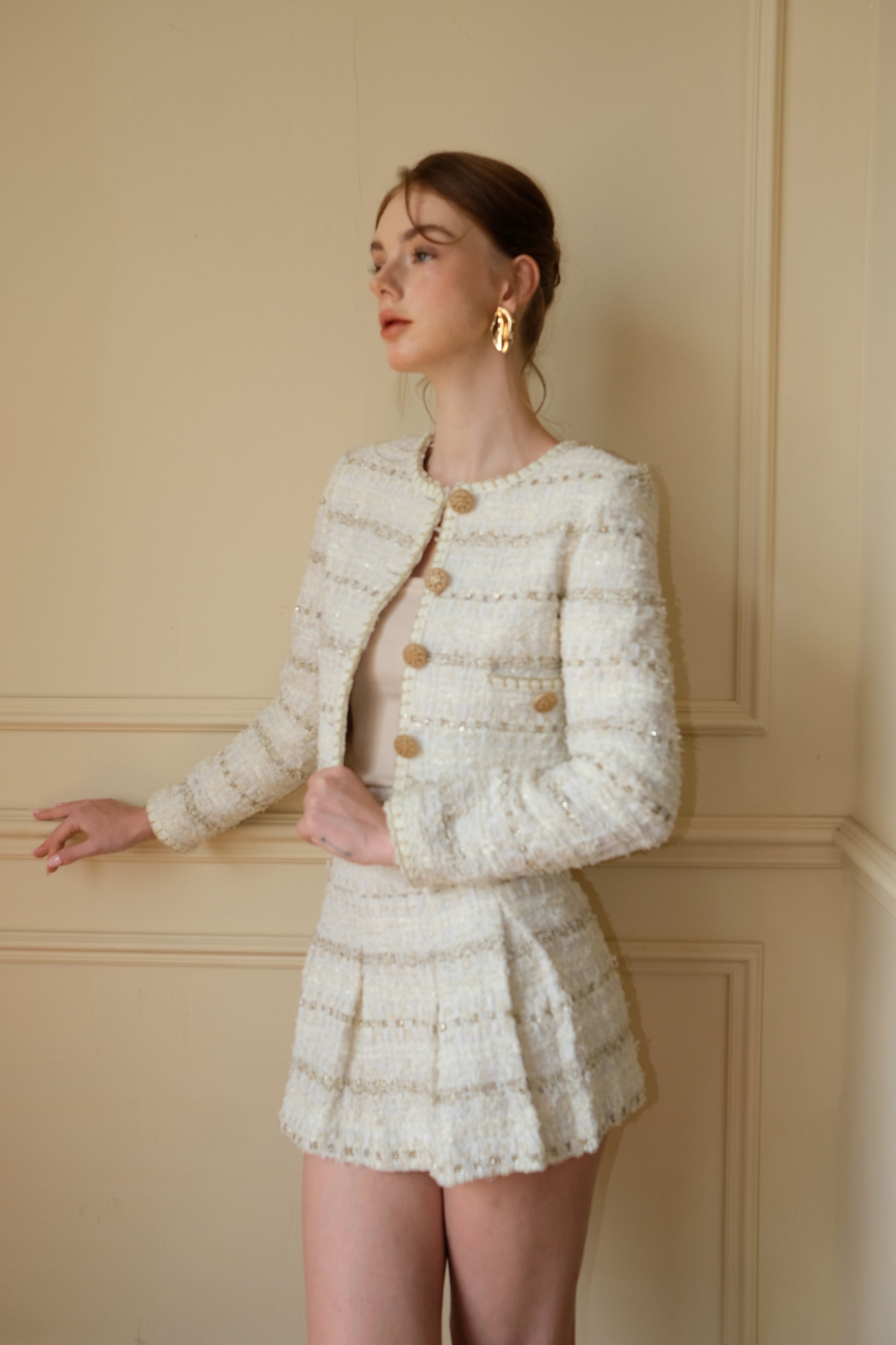 JACKIE TWEED SET IN BEIGE
