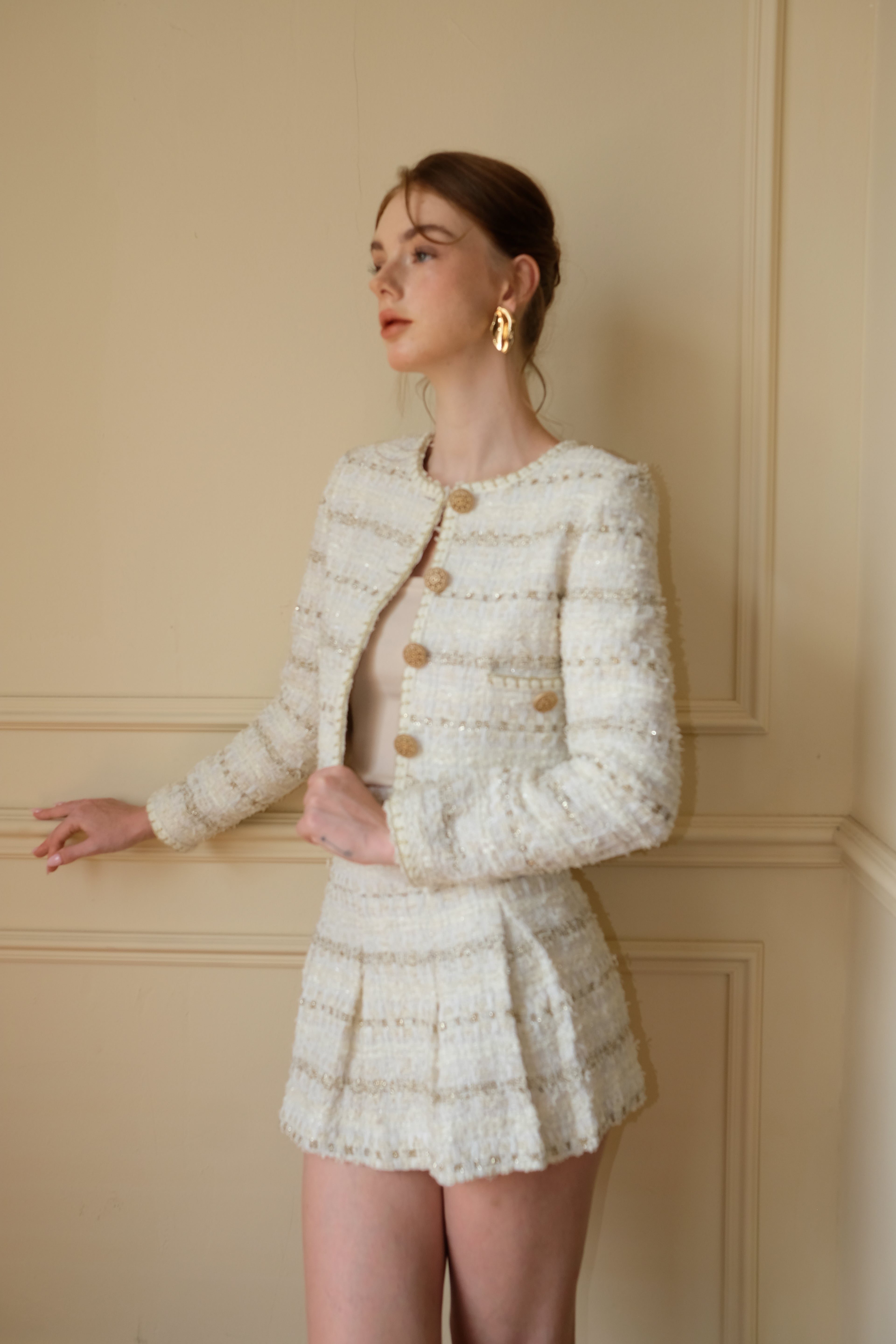 JACKIE TWEED SET IN BEIGE