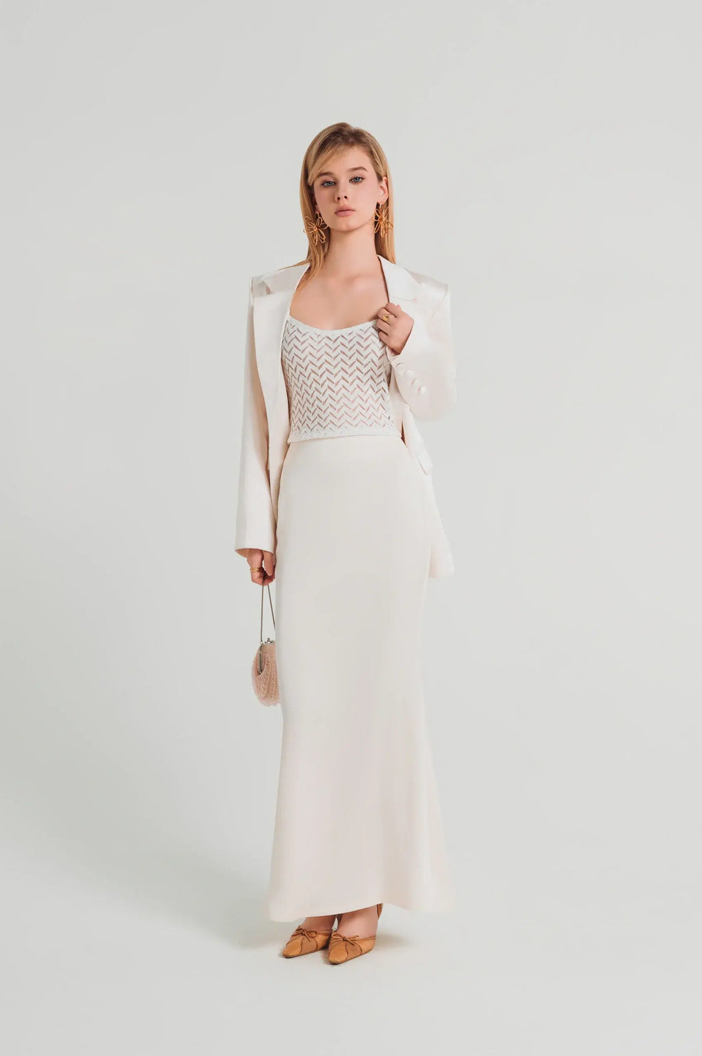 Demi Jacket by Tiffany Studio — cream, full length