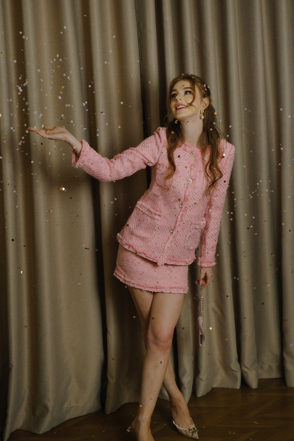 CLAIRE TWEED SET PINK