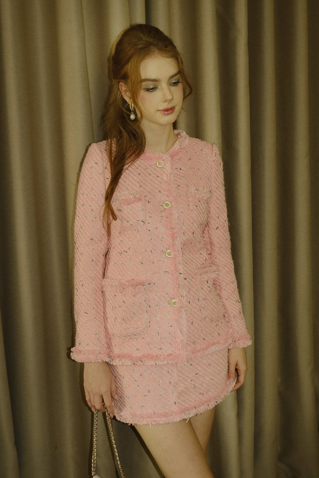 CLAIRE TWEED SET PINK