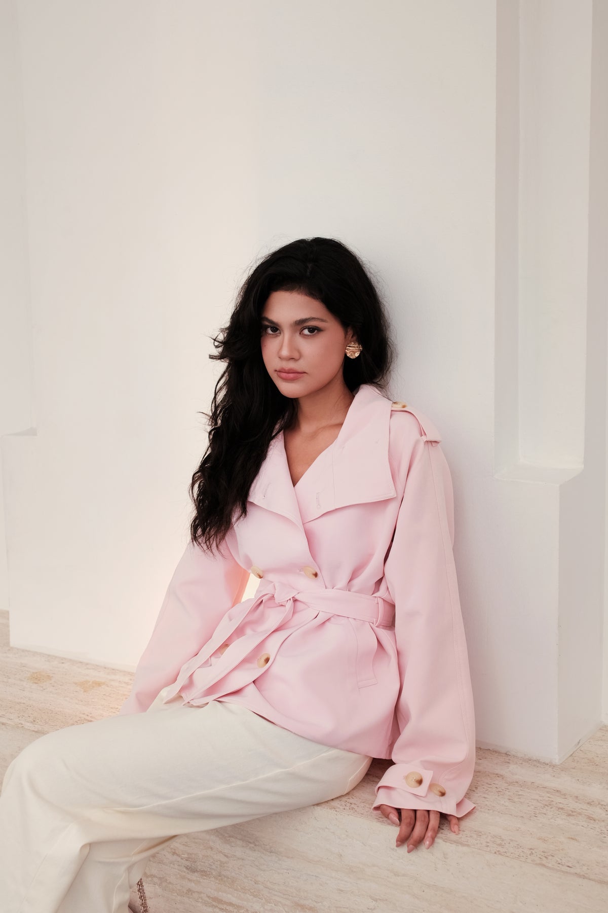 Kiki Trench Coat in Light Pink