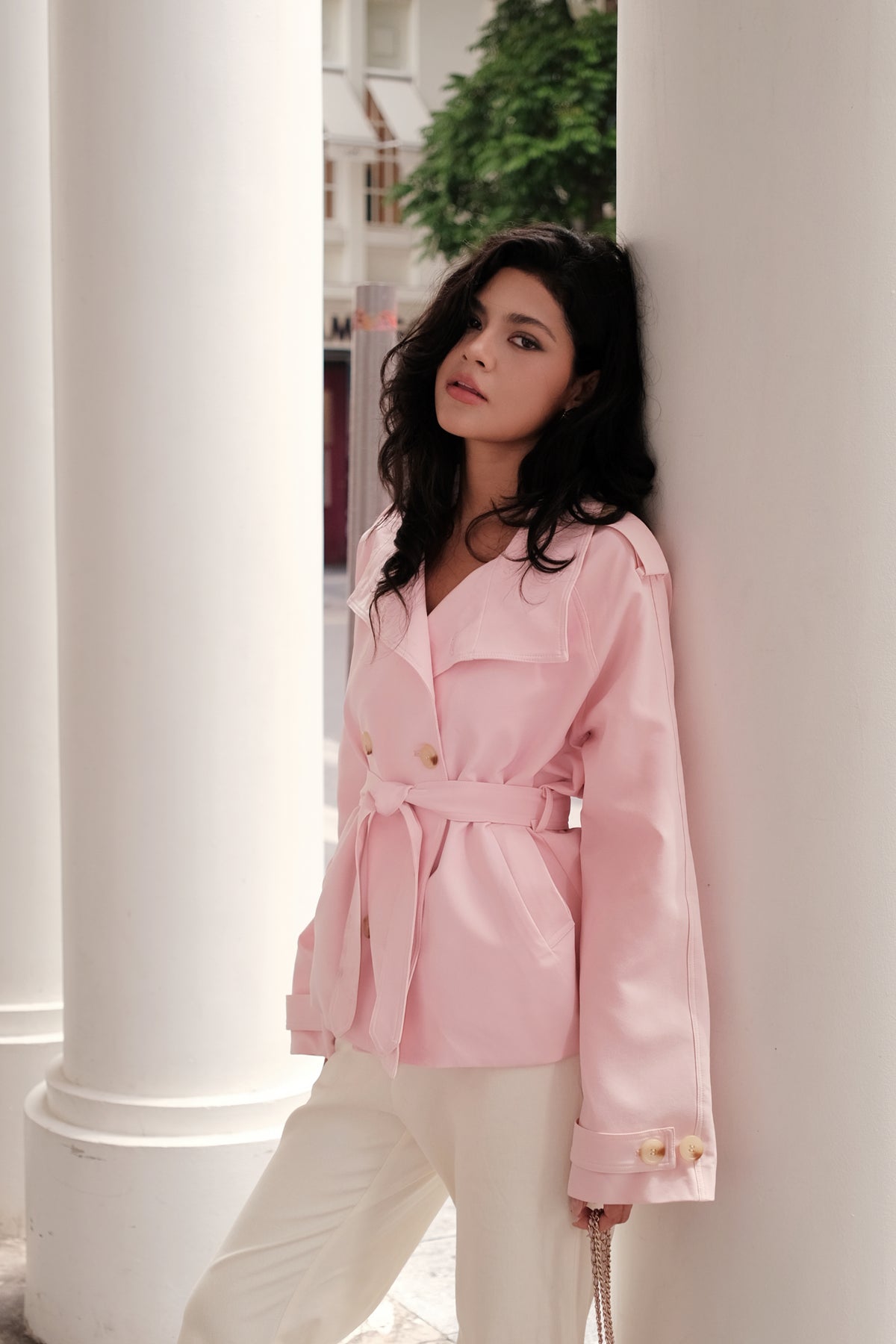Kiki Trench Coat in Light Pink