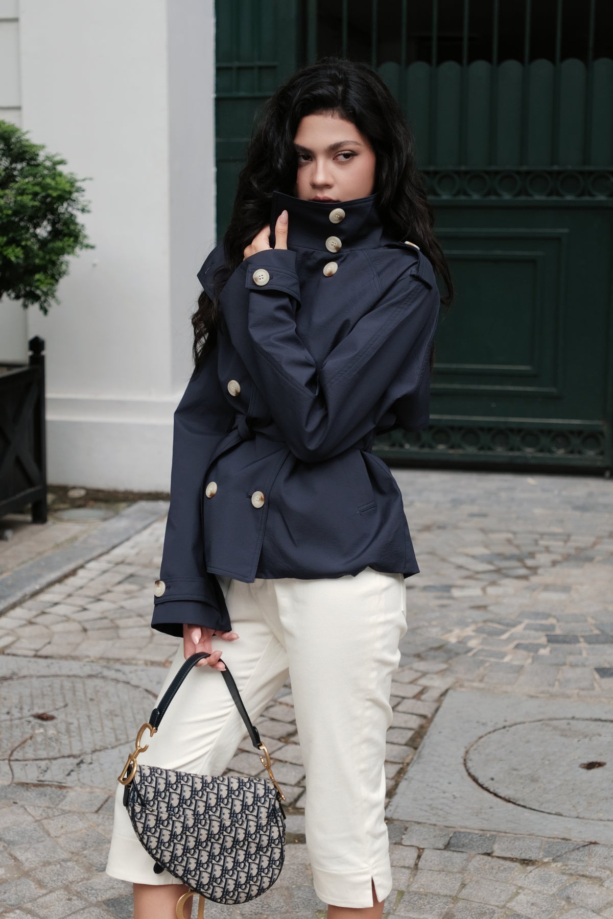 Kiki Trench Coat in Navy