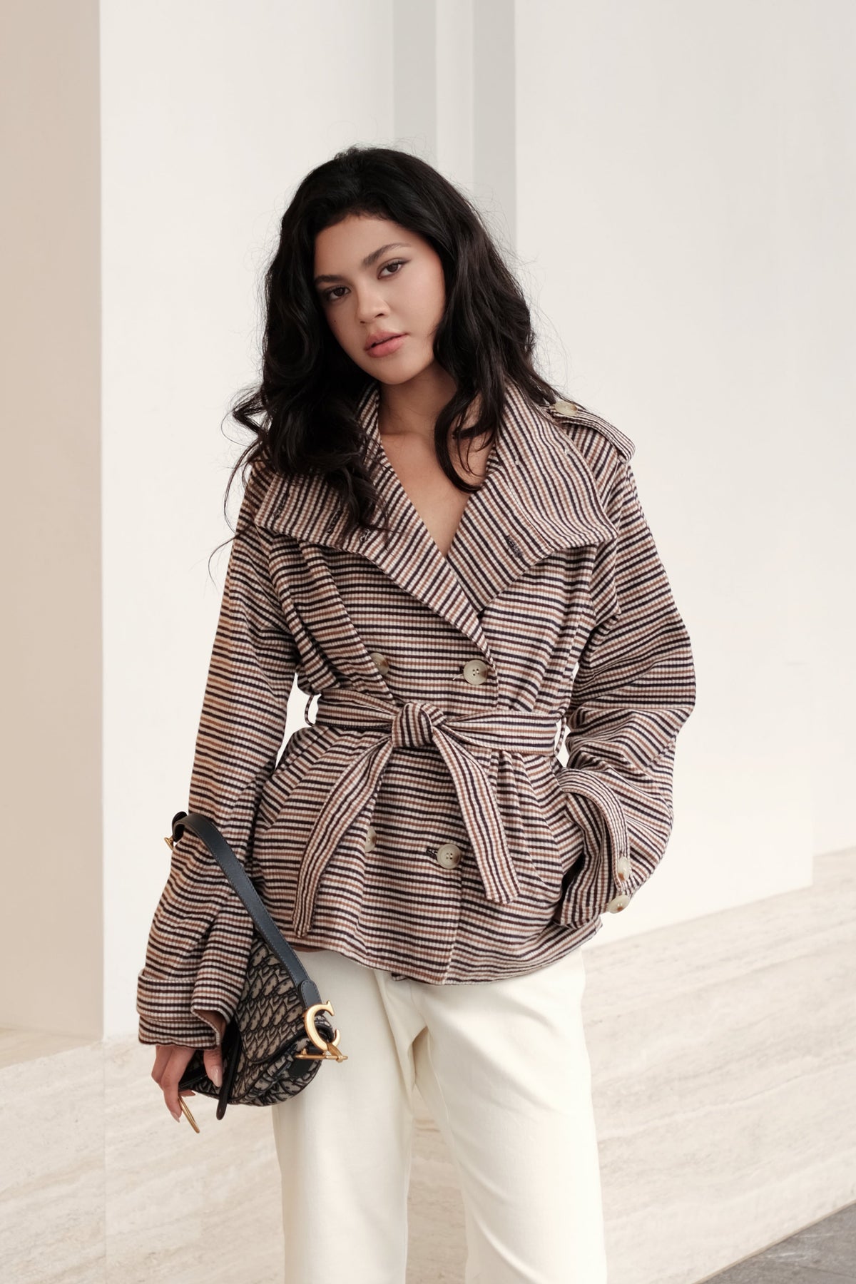 Kiki Trench Coat in Brown Plaid