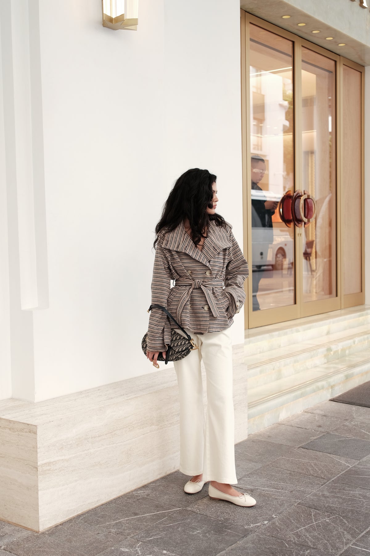 Kiki Trench Coat in Brown Plaid