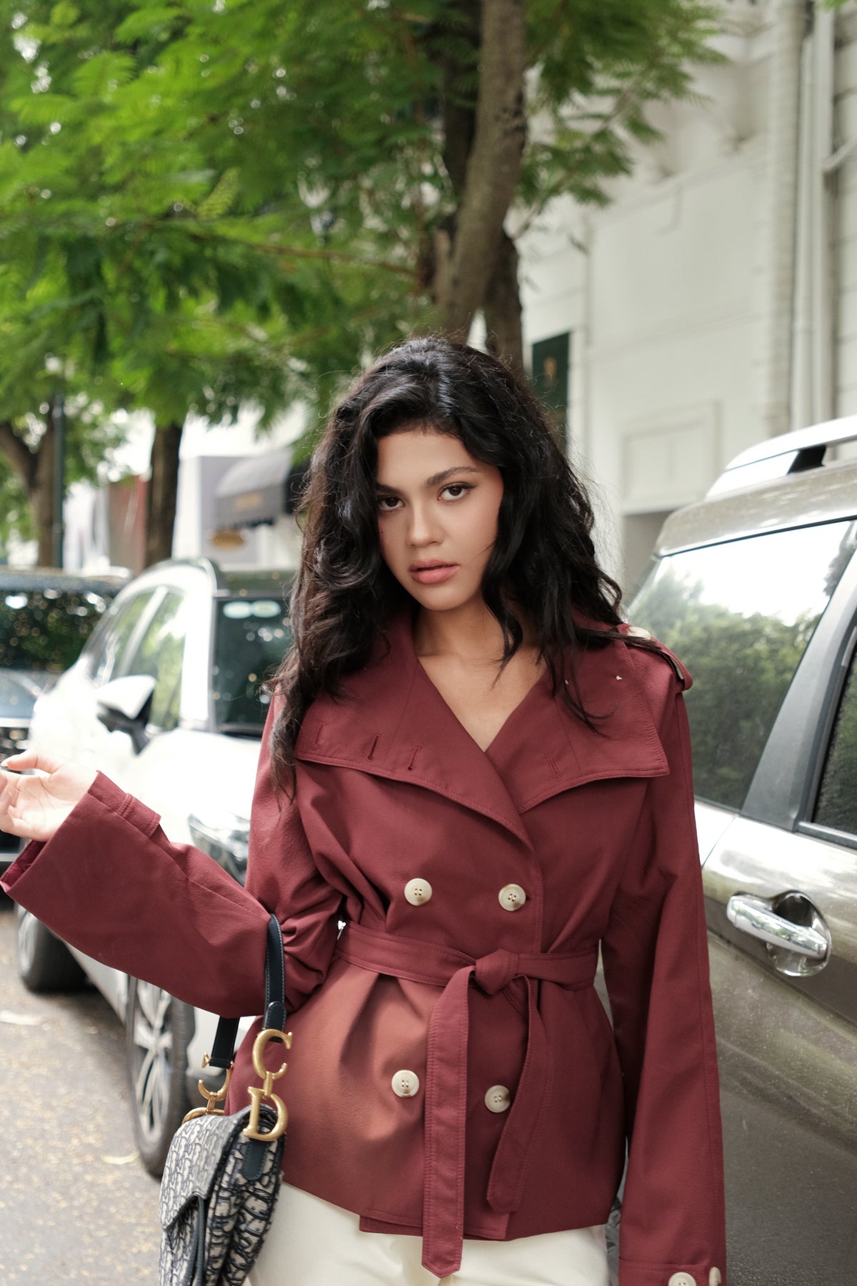Kiki Trench Coat in Brick Red