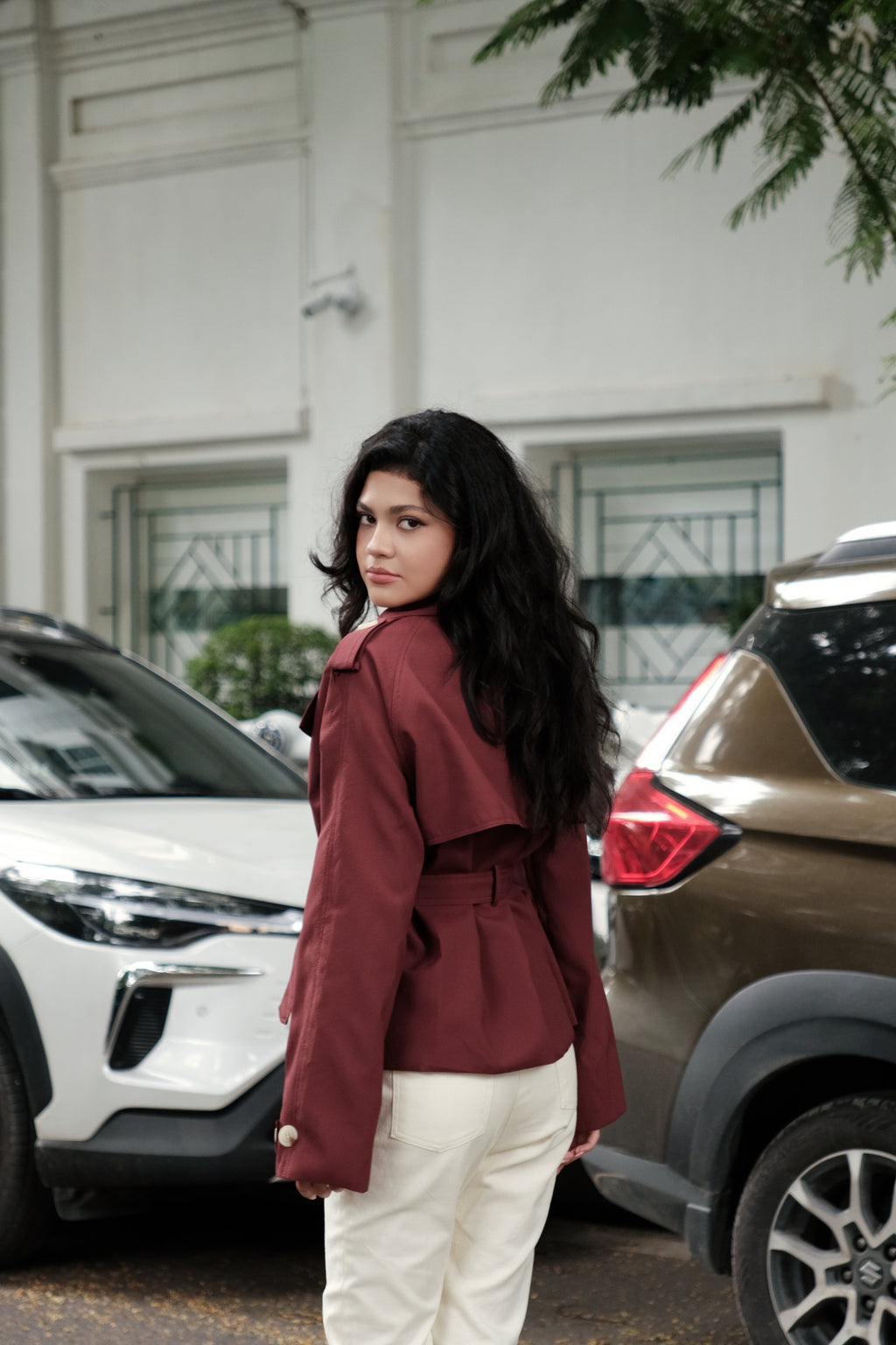 Kiki Trench Coat in Brick Red