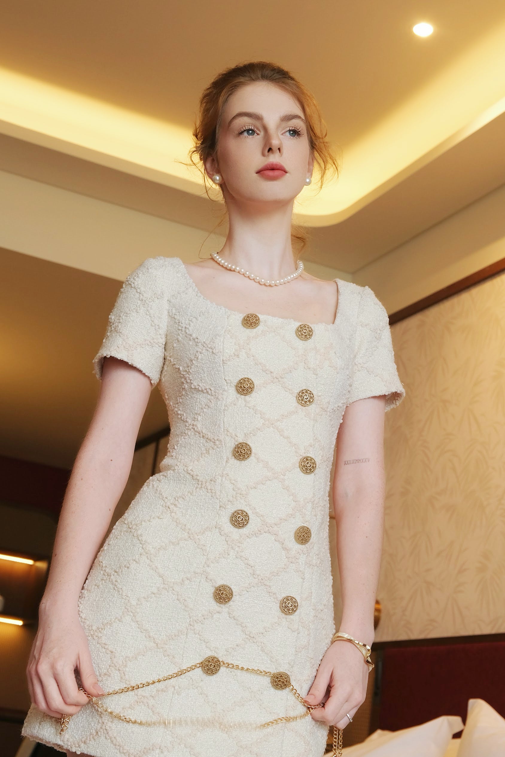 TIFFANY DRESS BEIGE DIAMOND
