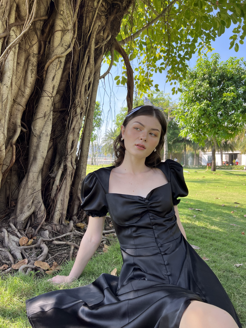 JACLYN DRESS - BLACK SILK