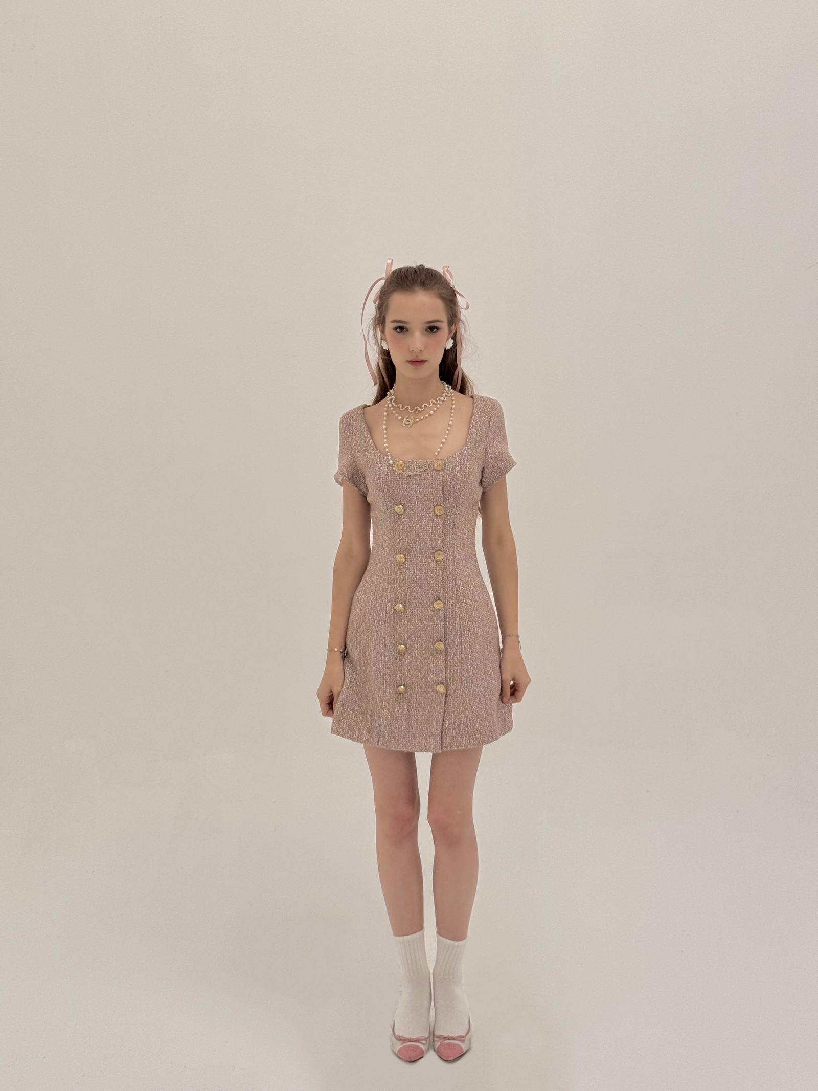 TIFFANY TWEED DRESS IN SPECIAL PINK