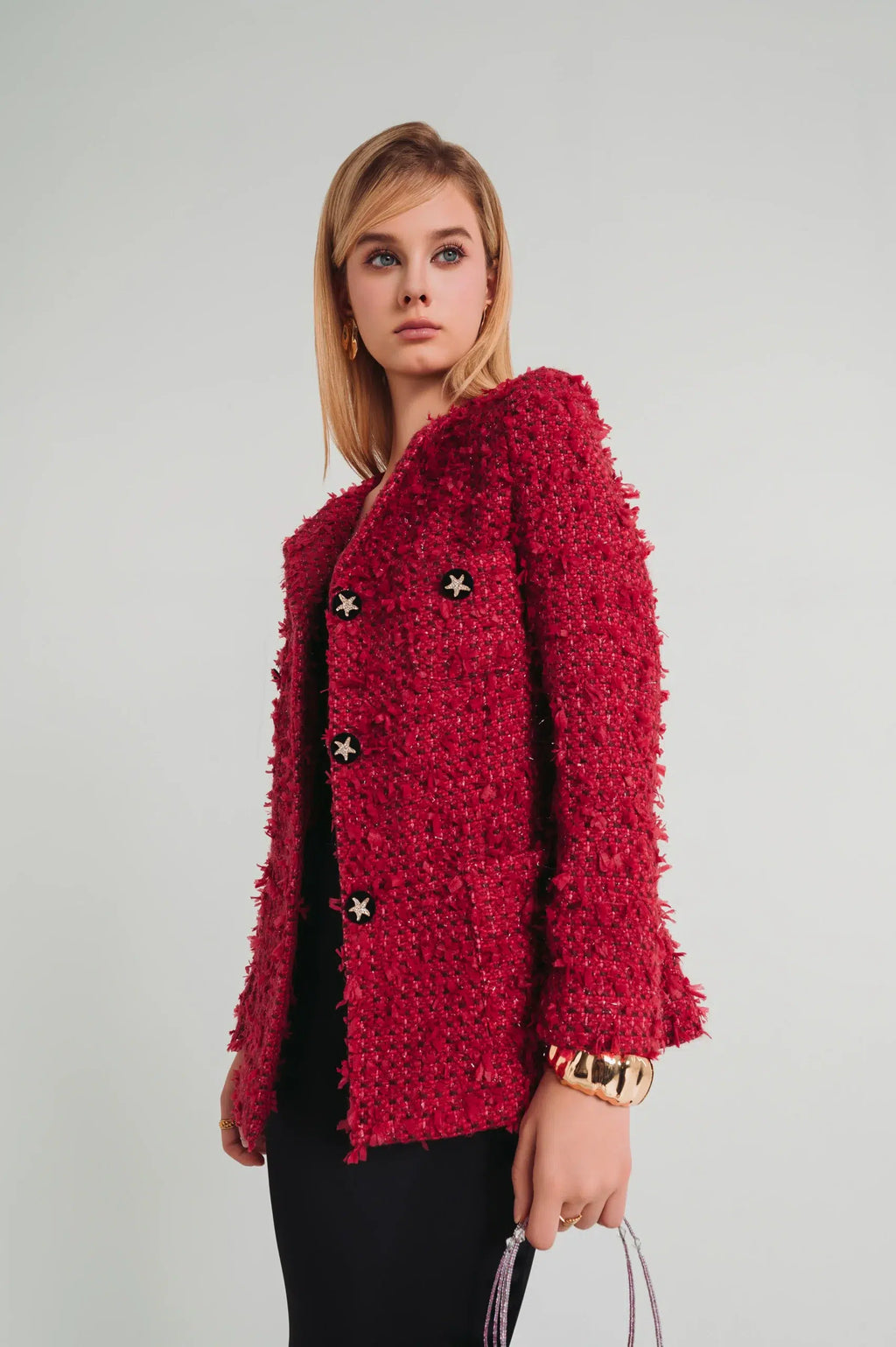 Rose Jacket by Tiffany Studio — red, three-quarter view