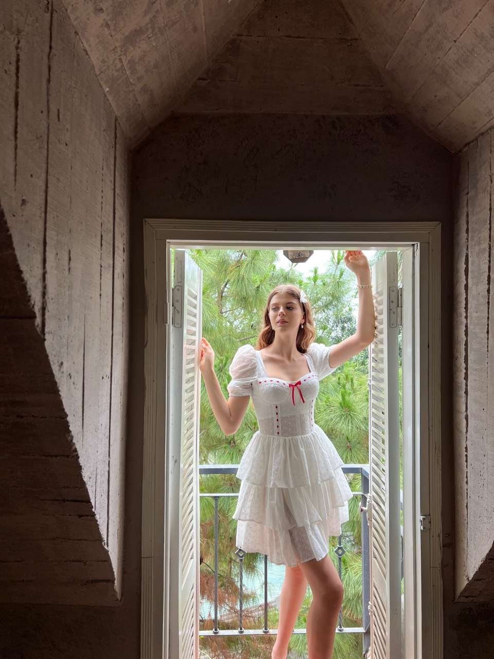 DOSE DRESS CUTIE BOW WHITE