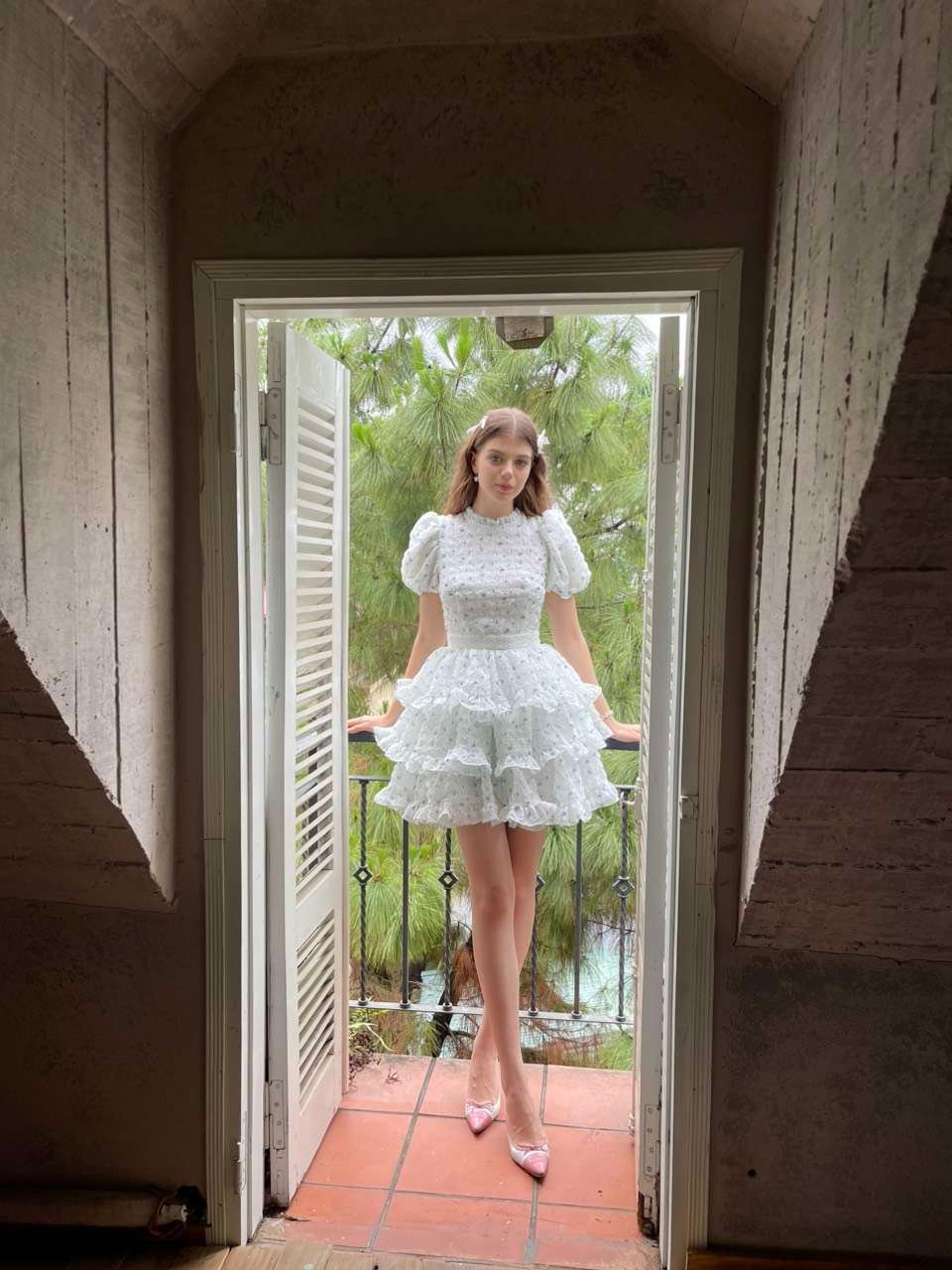 Charlise Dress Blue Edition by Tiffany Studio — white, front view