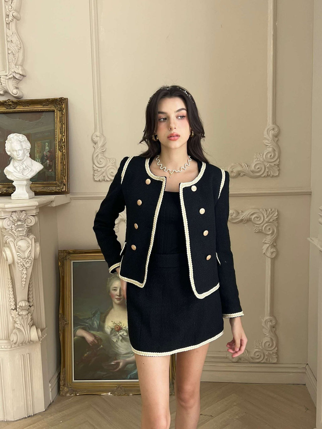 BLAIR TWEED SET IN BLACK