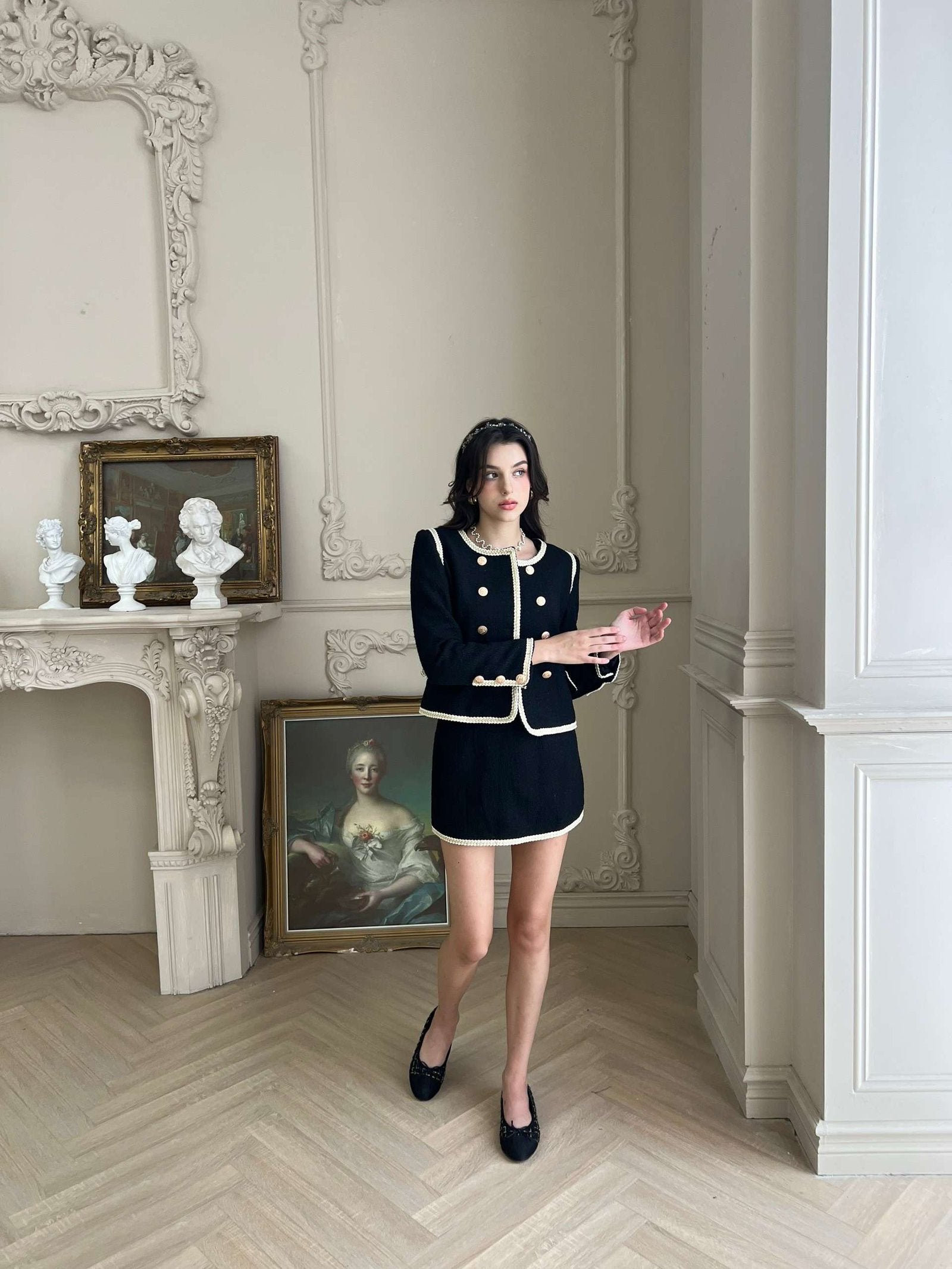 BLAIR TWEED SET IN BLACK