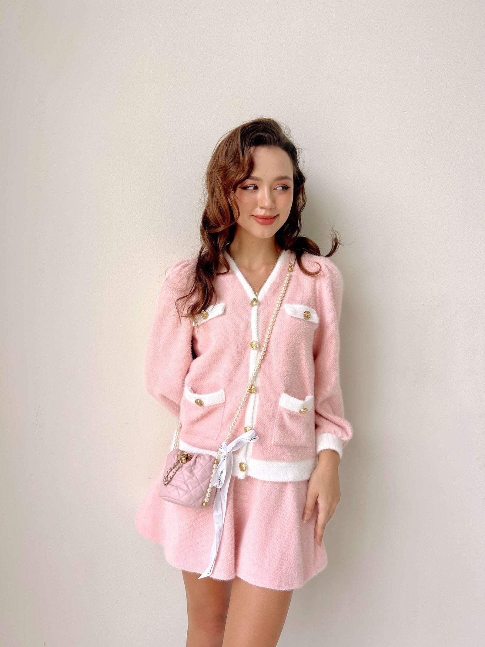 CAROLINE JACKET SET IN SWEET WHITE AND PINK