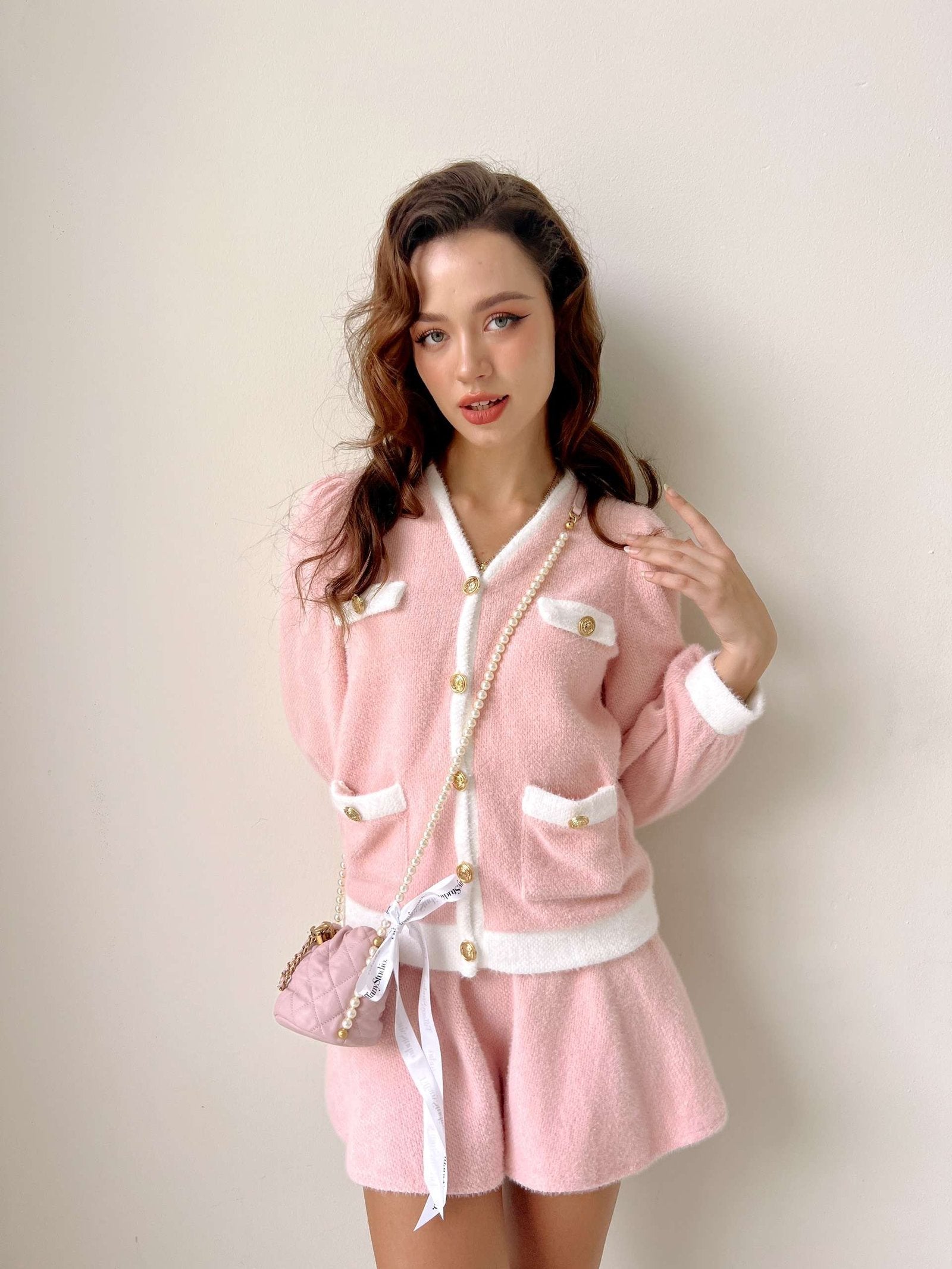 CAROLINE JACKET SET IN SWEET WHITE AND PINK