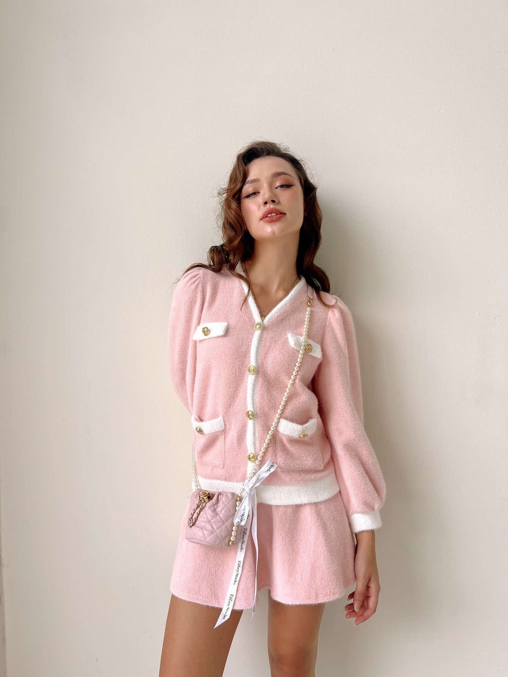 CAROLINE JACKET SET IN SWEET WHITE AND PINK