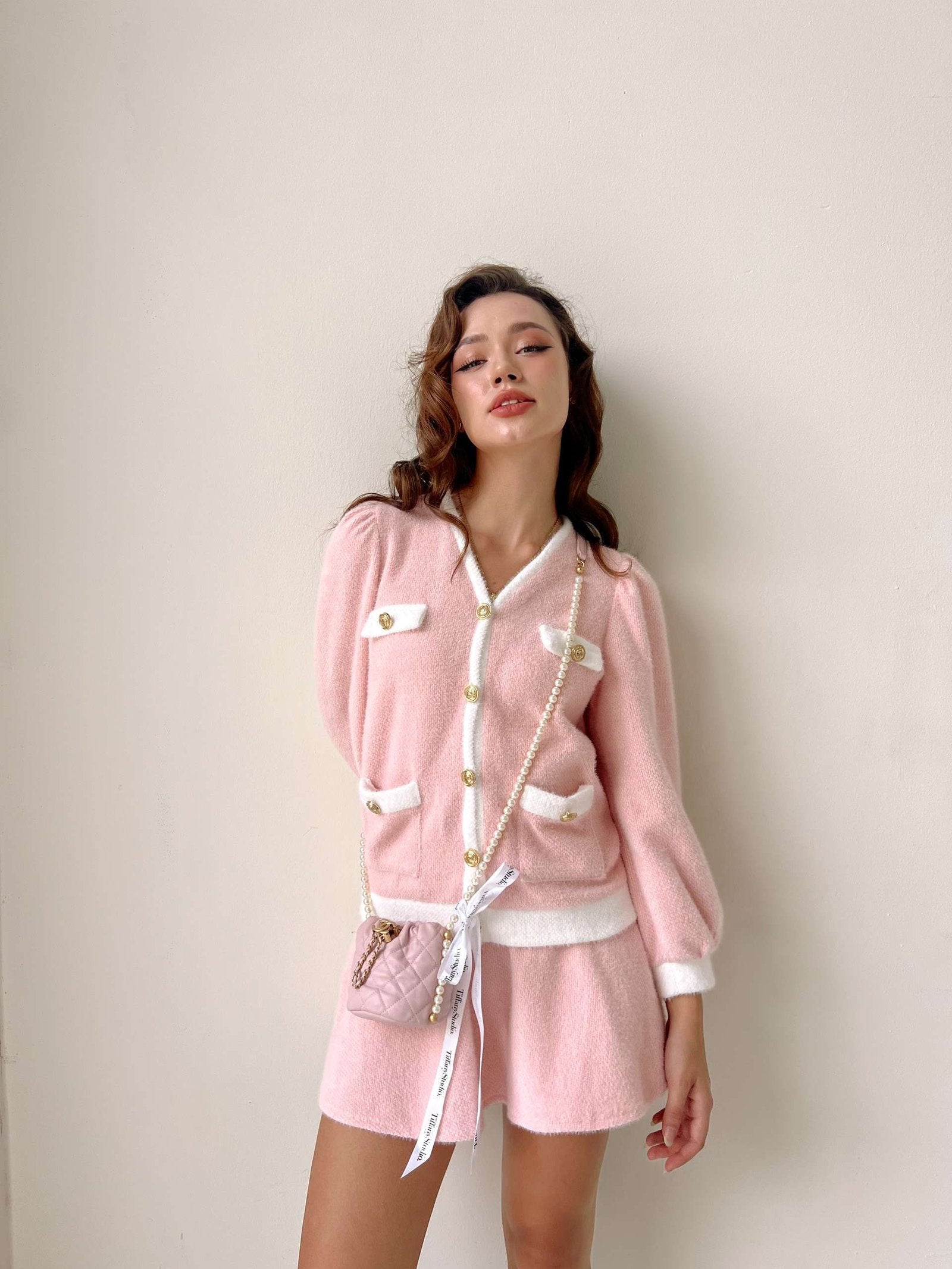 CAROLINE JACKET SET IN SWEET WHITE AND PINK